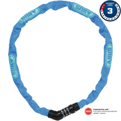 Abus Steel O Chain 4804C 75cm Zapięcie rowerowe łańcuch na szyfr blue