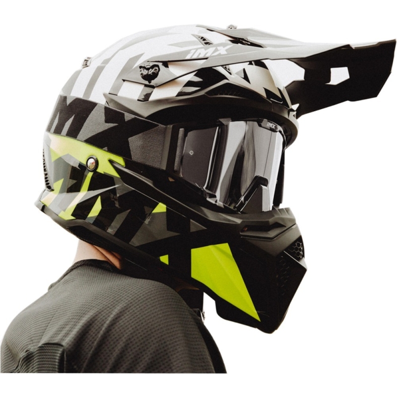 Kask cross IMX FMX-02 biało-żółty