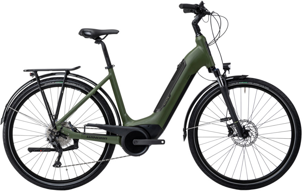 Rower elektryczny Winora Tria 10 Monotube moss green